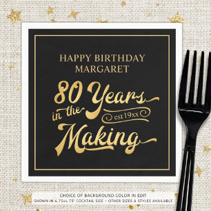 Retro 80th Birthday 80 Years in the Making Black Napkin