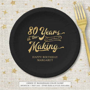 Retro 80th Birthday 80 Years in the Making Lights Paper Plate