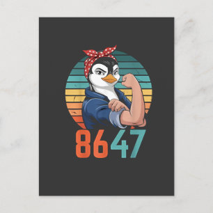 Retro 8647 Is It 2028 Yet Anti Trump Penguin Announcement Postcard