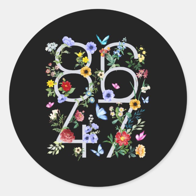 Retro 8647 Subtle Trump 86 47 Floral Boho Style  Classic Round Sticker (Front)
