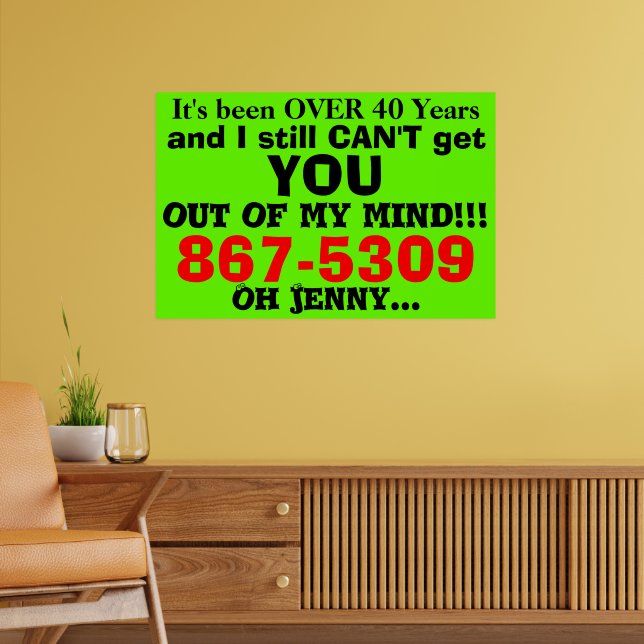 Retro 867 5309 Generic Jenny Number 80's Green Red Poster (Living Room 2)