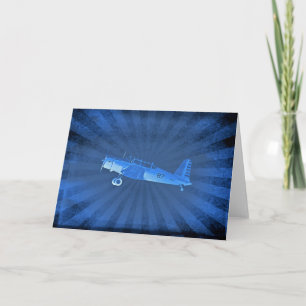 Retro #87 Aeroplane Blue Greeting Card