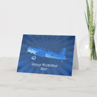Retro #87 Aeroplane Blue Happy Birthday
