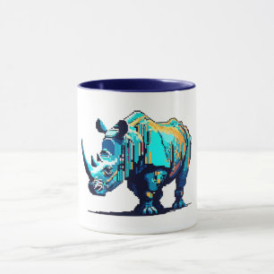Retro 8-Bit Arcade Rhinoceros Pixel Art Geek Mug
