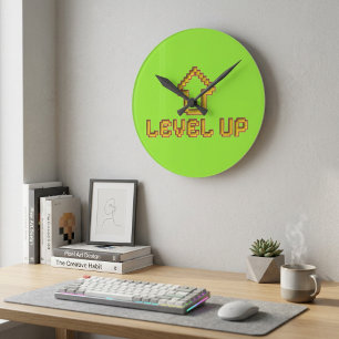 Retro 8-Bit EASY Wall Clock - Lime Green