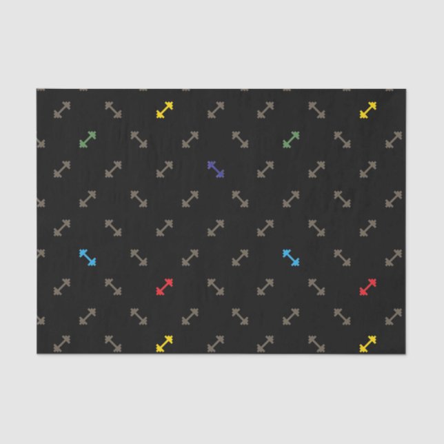 Retro 8 bit Gym Weights Pattern Tissue Paper (Front)