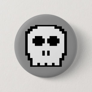 Retro 8-bit Skull 6 Cm Round Badge