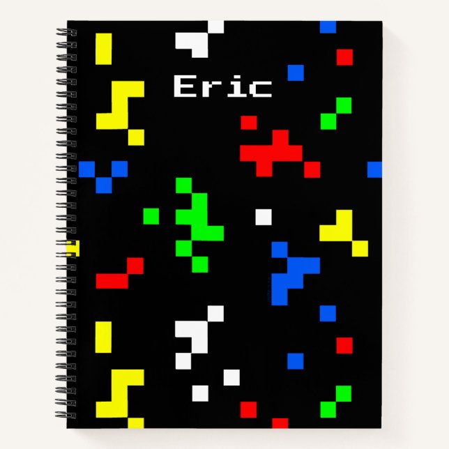 Retro 8 Bit Video Game Graphics Pattern Notebook (Front)