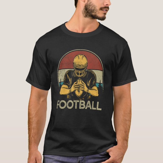 Retro 90s American Football Theme Graphic Football T-Shirt (Front)
