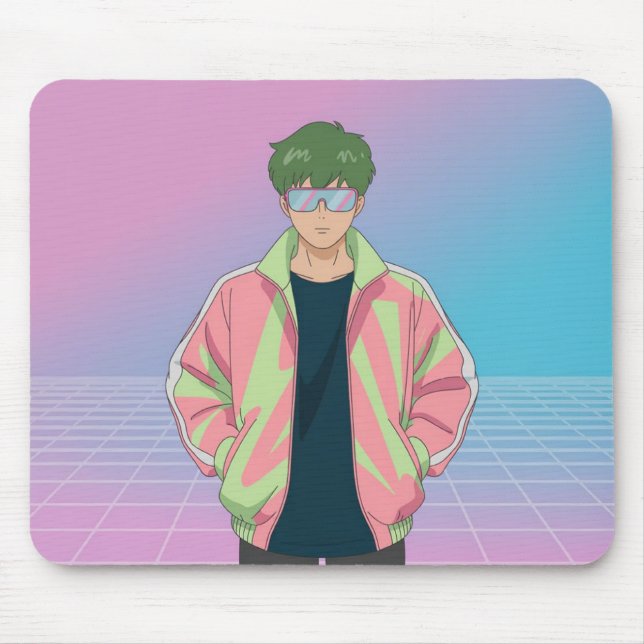 Retro 90s Anime Aesthetic Mousepad (Front)