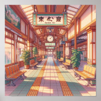 Retro 90s Anime Japan Train Station