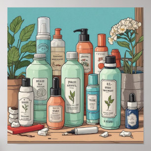 Retro 90s Anime Skin Care Aesthetic Art Poster