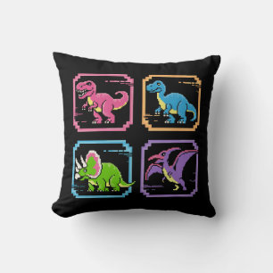 Retro 90s Arcade Dinosaur Characters Cushion