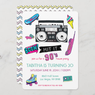 Retro 90's Birthday Party Invitation