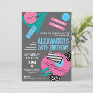 Retro 90's Birthday Party Invitation