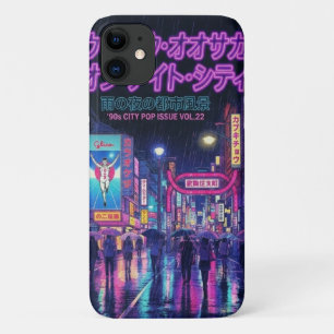 Retro 90s City Pop Night: Neon Tokyo & Osaka Rain  iPhone 11 Case