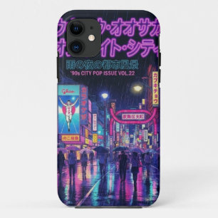 Retro 90s City Pop Night: Neon Tokyo & Osaka Rain  iPhone 11 Case
