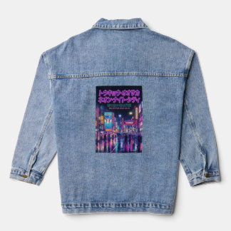 Retro 90s City Pop Night: Neon Tokyo & Osaka Rain Denim Jacket