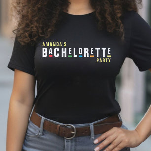 Retro 90s Colourful Bachelorette Party Black T-Shirt