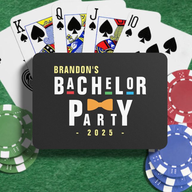 Retro 90s Colourful Bowtie Bachelor Party Black Playing Cards (Retro 90s Colorful Bowtie Bachelor Party Black Poker Cards
)