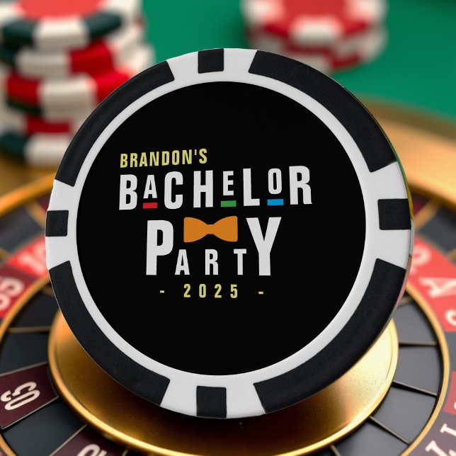 Retro 90s Colourful Bowtie Bachelor Party Black Poker Chips (Retro 90s Colorful Bowtie Bachelor Party Black Poker Chips
)