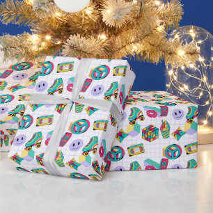 Retro 90s Funky Neon Glow Cassette Tape Birthday Wrapping Paper