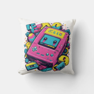 Retro 90s Game Console Pillow- Vintage Gamer Decor Cushion