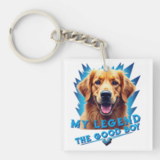 Retro 90s Golden Retriever Mascot Custom Gifts Key Ring