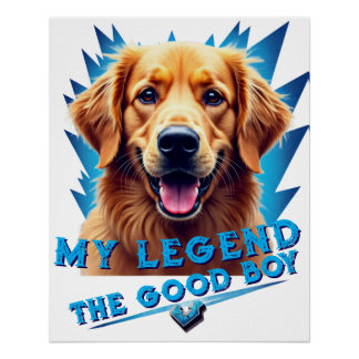 Retro 90s Golden Retriever Mascot Custom Gifts Poster