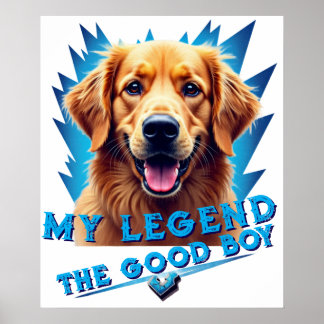 Retro 90s Golden Retriever Mascot Custom Gifts Poster
