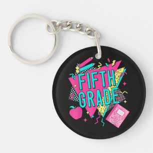 Retro 90s Grade Teacher Back to School Key Ring