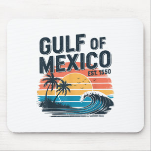 Retro 90s Gulf Of Usa America Est 2025 Sunset Beac Mouse Pad