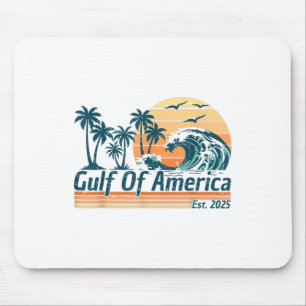 Retro 90s Gulf Of Usa America Est 2025 Sunset Beac Mouse Pad