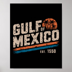 Retro 90s Gulf Of Usa America Est 2025 Sunset Beac Poster