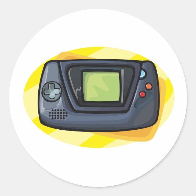 Retro 90s Handheld Game Console Gamer Classic Round Sticker (Front)