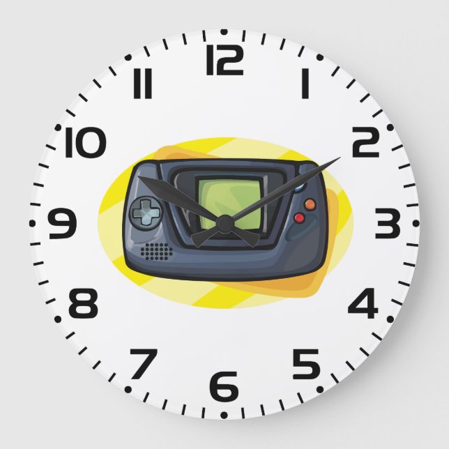 Retro 90s Handheld Game Console Gamer Large Clock (Front)