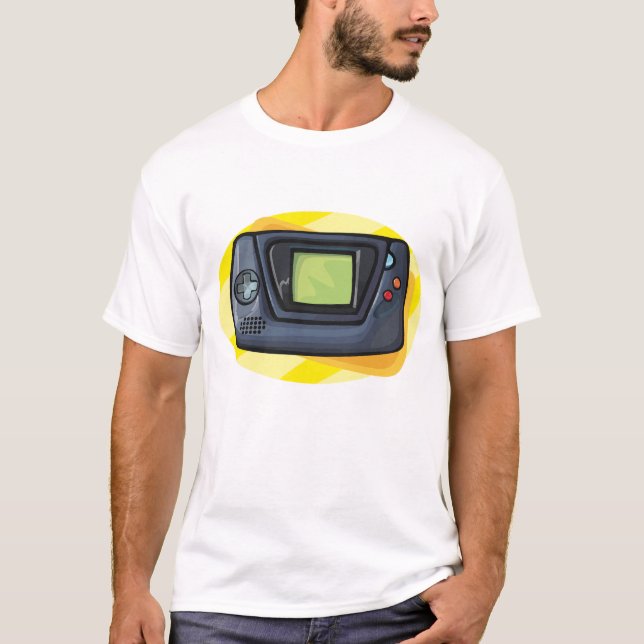 Retro 90s Handheld Game Console Gamer T-Shirt (Front)