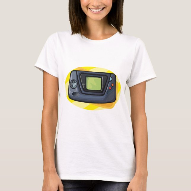 Retro 90s Handheld Game Console Gamer T-Shirt (Front)