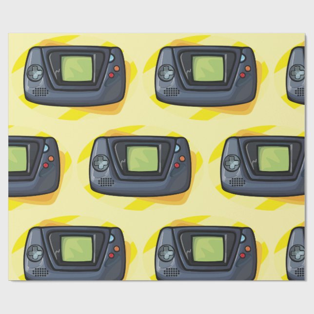 Retro 90s Handheld Game Console Gamer Wrapping Paper (Flat)