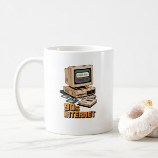 Retro 90s Internet Vintage Computer Illustration – Coffee Mug