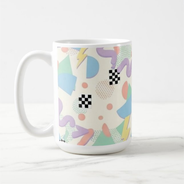 Retro 90s Memphis Aesthetic Pattern Latte Mug (Left)