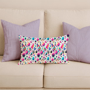 Retro 90s Memphis Geometric Neon Bold Lumbar Pillo Cushion