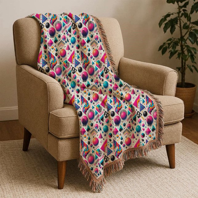 Retro 90s Memphis Geometric Neon Bold Throw Blanke Blanket (Retro 90s Memphis Geometric Neon Bold Throw Blanket)