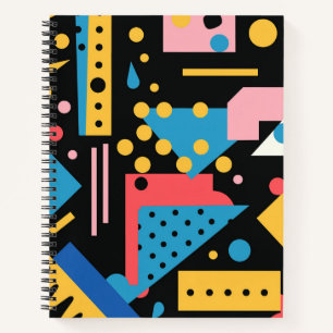 Retro 90s Memphis Style Geometric Abstract Graphic Notebook