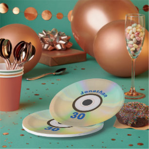 Retro 90s Music Themed 30th Birthday Party Faux CD Paper Plate