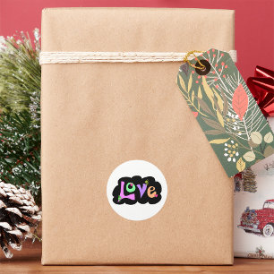 Retro 90s Neon Pastel Love Typography Classic Round Sticker