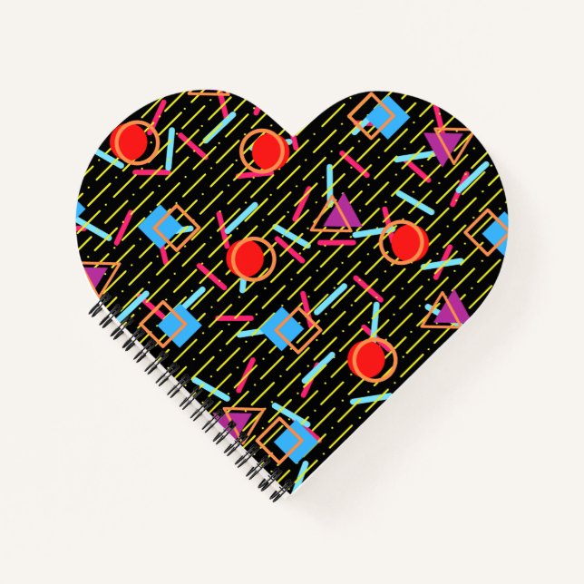 Retro 90s Nostalgic Heart Shaped Notebook Mini (Front)