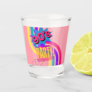 Retro 90's Party Pink Nostalgic Birthday Shot Glass
