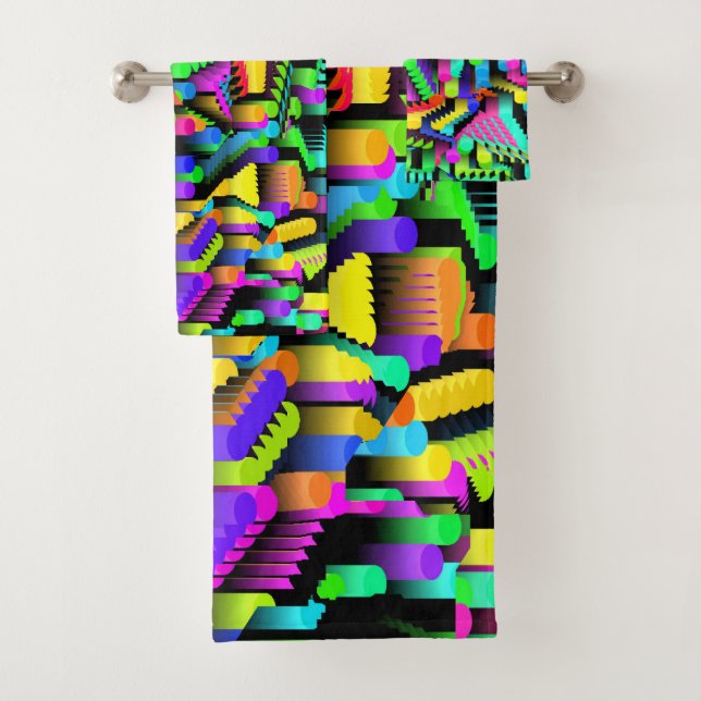 RETRO 90S PATTERN ACCENT BATH TOWEL SET (Insitu)