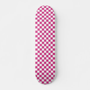 Retro 90s Pink Chequered Pattern Chequerboard Skateboard